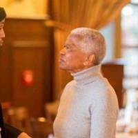 Mary Frances Berry speaks with a participant